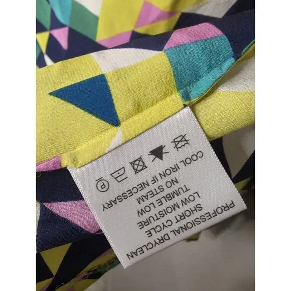 Tory Burch Geometric Silk Tie Neck Blouse Statement Designer Career Size 4 - Picture 9 of 9